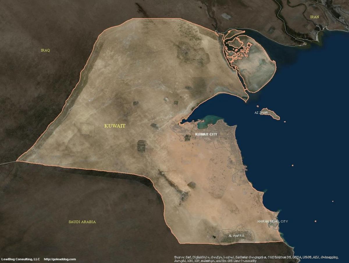 mapa de kuwait por satélite