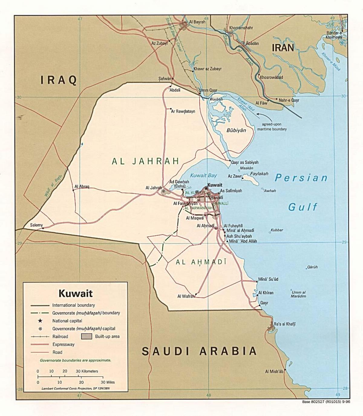mapa de kuwait portas