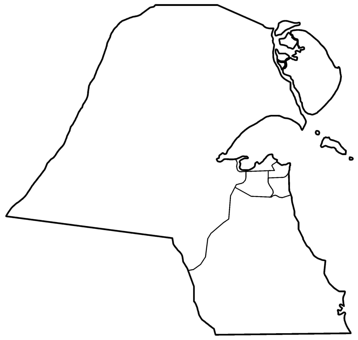 mapa de kuwait em branco