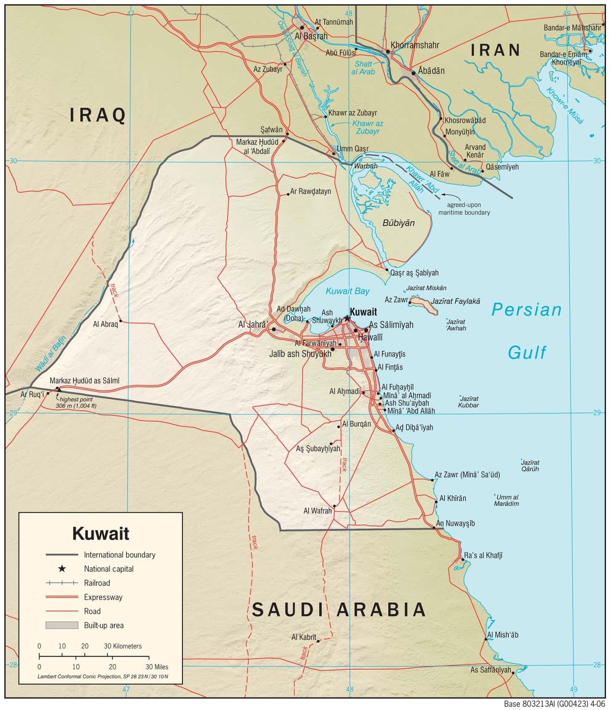 kuwait mapa de localização